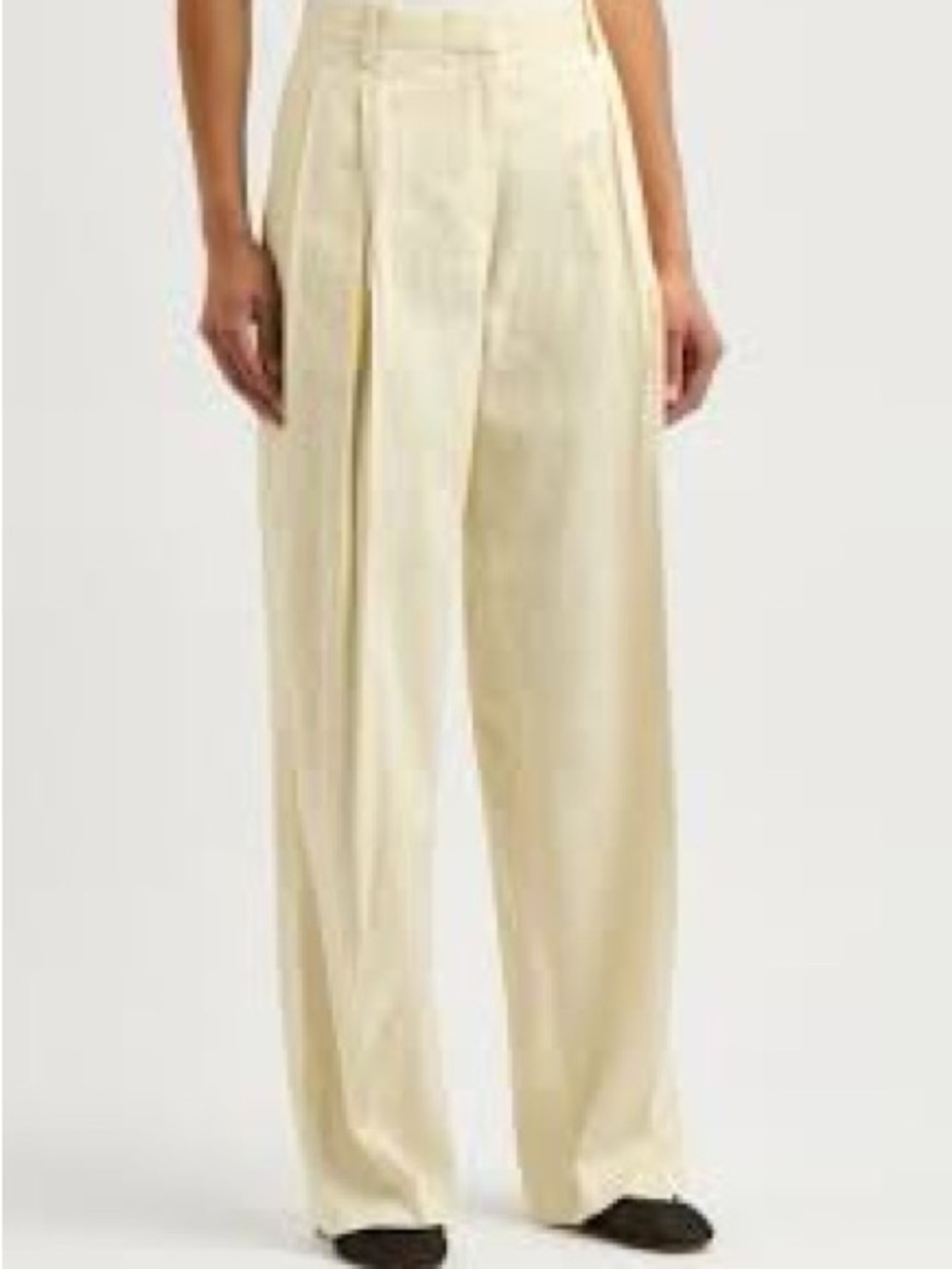 Helmut Lang Wide-Leg Cream Pleated Women’s Linen Pants